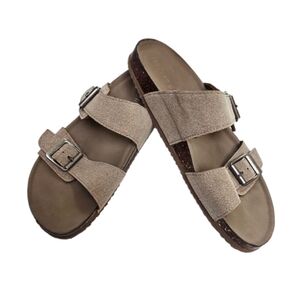 Steve Madden Tan Suede Buckle Sandals